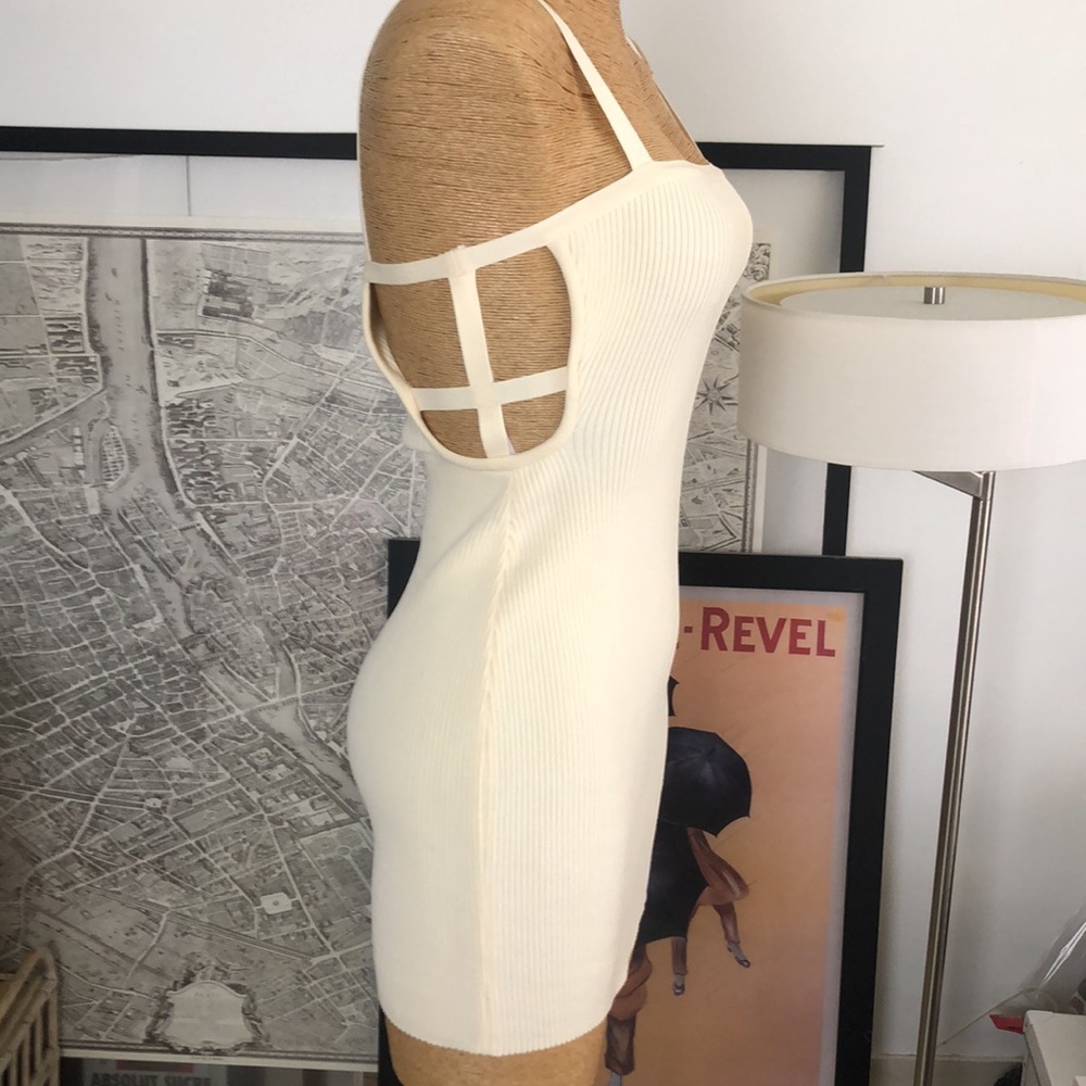 HERVE by Herve LEGER Cream Ribbed Dress Size S - Picture 2 of 12